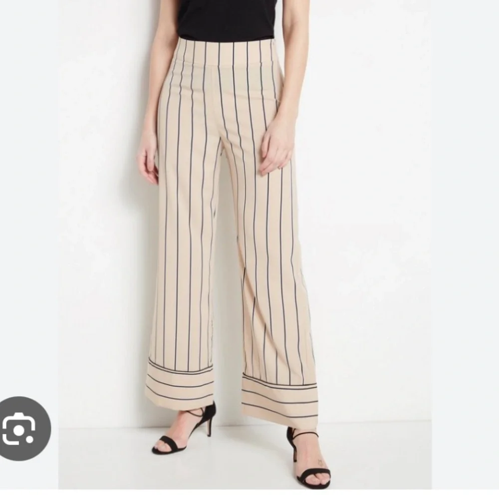 NWT Tahari Black and White Striped Wide Leg Pants - Picture 3 of 14